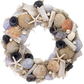 Boston International Wreaths - Decorative Front Door Wall Wreath, 12.5-Inch, Driftwood & Seashells