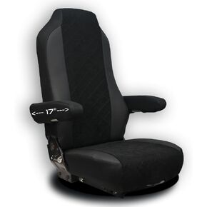 Seat Covers for Trucks - Seat Covers for Kenworth Model T680, T880, W990 - Seat Cover and Armrest Covers - Truck Seat Cover Black (Long Armrests 17")
