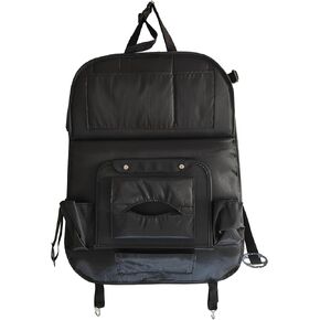 Back Car Seat Organizer And Storage With Foldable Dining Table Leather Car Tray Road Trip Essentials (Oxford fabric, black(Table garbage bag))