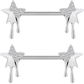 14G Start Nipple Barbells for Women 316L Stainless Steel Nipple Ring CZ Nipple Barbell Nipplerings Piercing Jewelry