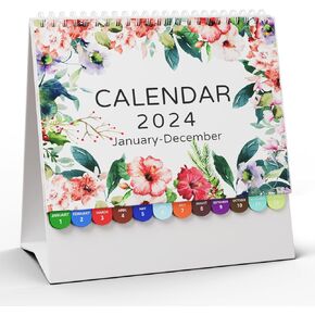 Small Desk Calendar 2024, 13 Months Desktop Calendar, Jan 2024 - Jan 2025, 8.1" x 8.2" Standing Desk Calenda, Easel Desk Calenda, Flip Desk Calendar for Home, Office and School