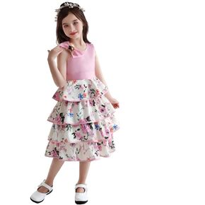 Flower Girl Dresses for Wedding Birthday Pageant Tea Party Ruffles Layered Floral Formal Dresses 2-10 Years