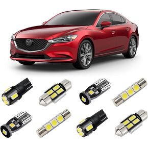 White Interior LED Lights Kit for Mazda 6 2014 2015 2016 2017 2018 2019 Super Bright 6000K LED Interior Light Bulbs Package + License Plate Lights and Install Tool