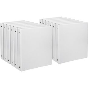 Round Ring Binder, Standard 1-inch 3 Ring Binder Fit Letter Size Paper, Presentation View Binders for School/Office/Home, White, 8-Pack