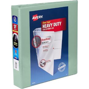Avery Heavy-Duty View 3 Ring Binders, Customizable Cover, 1.5 Inch Slant Rings, 1 Sage Binder (79819)
