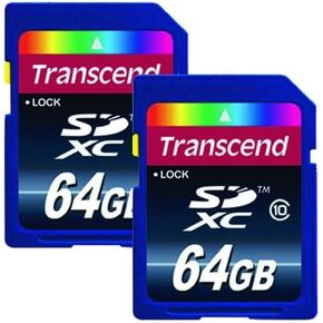 Transcend 64GB Secure Digital SDXC UHS-I Memory Card, Compatible with Nikon COOLPIX B500 Digital Camera - Class 10, U1, 100MB/s, 300 Series - Pack of 2