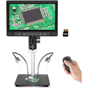 BEBANG 10.1 بوصة LCD مجهر رقمي 1200x للبالغين، مكبر مجهر عملة 3024P، مجهر لحام 12 ميجابكسل مع عرض الكمبيوتر الشخصي، متوافق مع نظام التشغيل MacOS Windows، بطاقة SD سعة 32 جيجابايت (أسود) in Kuwait