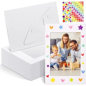 100 Pcs Paper Picture Frames with Easel 4 x 6 Inch Paper Photo Frame Cards with12 Stickers Cardboard Picture Frames Kids Art Frame Art Display Frame for DIY Art Craft Display(Multi Colors, 100 Pcs)