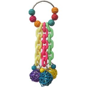 Hypeety Parrot Chew Toys Colourful Balls Hanging SwingToy for Pet Bird Parrot Parakeet Cockatiel Conure African Grey Cockatoo Amazon Budgie Lovebird Cage Chew Toy (A)