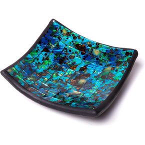 Red Co. Glass Mosaic Ceramic Catch-All Tray, Decorative Accent and Centerpiece Plate - Squared 8 inches