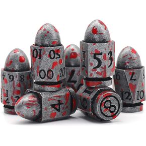 Bullet Brass Dice for Dungeons and Dragons - Solid Metal Polyhedral D&D Dice Set for MTG, RPG, Tabletop Games, Warhammer 40K, Shadowrun
