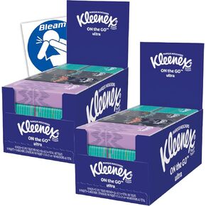 Bleam Kleenx Travel Tissues On The Go 3 Ply Facial Tissues - Travel Size 10 Tissues Per Pk - 16 Pocket Packs In Display Box