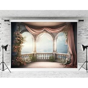Kate 7x5ft Fine Art Floral Backdrop for Photography Baroque Balcony Floral Background Photo Studio Props