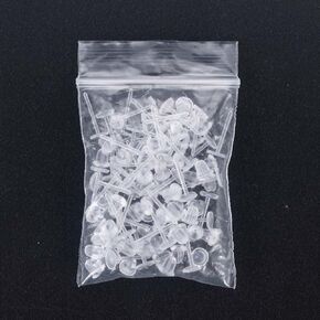 50 Pcs Plastic Earring Posts Flat Pad Clear Ear Pin Studs and Rubber Safety Backs Ear Stoppers Jewelry Making Findings, Earring Backs and Findings