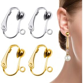 20 Pack Clip-on Earring Converters Hypoallergenic Earring Clip On Backs Parts Components Findings for DIY Earring and Pierced Ears (Gold and Silver) in Kuwait