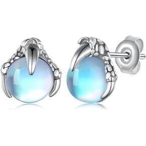 أقراط التنين للنساء 925 فضة التنين مخلب Moonstone وأقراط مجوهرات هدايا عيد الأم للنساء الفتيات in Kuwait