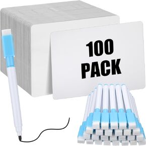 Fulmoon Dry Erase Lapboard Set with Markers Dry Erase Boards Classroom Pack Small White Board 9"X12" Mini Double Sided Whiteboard Set Lapboards for School Supplies(100 Pcs)