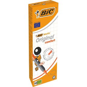 Bic Matic Original Comfort 0.7mm Mechanical Pencils, Box of 12, Black, Blue