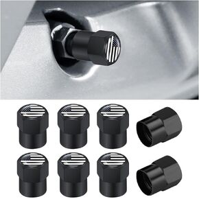 American Flag Tire Valve Stem Caps, 8 Pcs Tire Air Cap Covers, Aluminum Alloy Hexagon Wheel Valve Cap with Leak-Proof Rubber O-Ring for Car Truck Motorcycle Bike