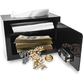 صندوق مناديل آمن - حامل صندوق مناديل أكريليك لتخزين الألعاب - مناديل متضمنة - آمن مع قفل مجمع لتخزين النقود والمال وما إلى ذلك - صندوق قفل آمن in Kuwait