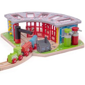 Bigjigs Rail, Five Way Engine Shed, Wooden Toys, Bigjigs Train Accessories, Wooden Train Shed, Train Toys, Wooden Shed, Wooden Toys for 3 4 5 Year Olds