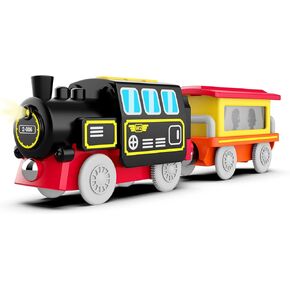 Steam Train Remote Control Train Battery Operated Locomotive Train for Wooden Track Compatible with All Major Brand (Battery Not Included)