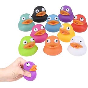 The Dreidel Company Rubber Duck Eye Poppers, Squeeze to Quack, Toy Assortment Duckies for Kids, Bath Birthday Gifts Baby Showers Summer Beach and Pool Activity, 2" (5-Pack)