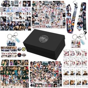 Stray Kids 5 Star Album Merch Gift Box Set including 110 PCS Photocards, 16pcs Transparent Cards, 180pcs Laptop Stickers, 2pcs Keychain, 2pcs Lanyards and 2pcs Tape Rolls, Gift for SKZ Fans