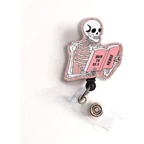 Nurse Badge Reel Cute Badge Reels Retractable for Nurses, Funny Nurse Badge Reel Holder with Clip for Work ID Card, Glitter Teacher Nursing Student RN ER Assistant NICU Pharmacy