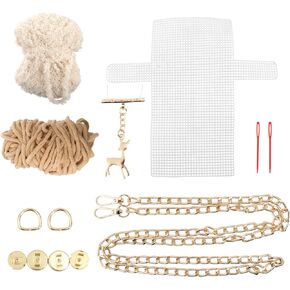 ABOOFAN 1 Set DIY Cross Stitch Purse Needlepoint Kits for Beginners Make a Cute Crossbody Purse Cross Stitch Kits for Kids and Adults Khaki