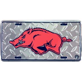 Arkansas Razorbacks Diamond Emboss Metal License Plate 6 x 12