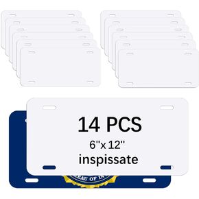 14 Pack Sublimation License Plate Blanks 6"X12" X0.65mm Metal Aluminum Automotive Front License Plate Tag