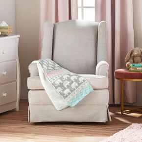 Lush Decor Baby Elephant Stripe Soft & Plush Sherpa Blanket, 40" x 30", Pink & Turquoise