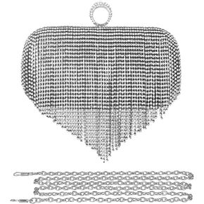 Women's Evening Handbag Crystal Tassel Clutch Purses Rhinestones Shoulder Bag Banquet Bag Bridal Wedding Purse