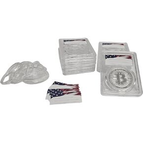 8-Pack Premium Acrylic Coin Slab Holder with 39mm Translucent Sizing Ring for One Ounce Silver Rounds, FingerLakes 1006