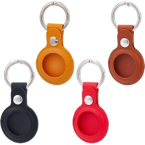 GLOBLELAND 4pcs 4 Colors PU Leather Coin Holder Keychain with Storage Box Leather Coin Storage Holder Keychain Waterproof Coin Display Case for Coin AA Medallion Display Storage