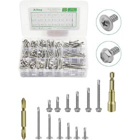 Alloy 355 Piece Stainless Steel Self-Tapping Screws Kit for Metal - Hex Washer Head and TEK Head Combo Set for Industrial Maintenance and Repair。 self Tapping Screws for Metal self Tapping Screws in Kuwait