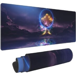 Black and White Cherry Blossom Yin and Yang Koi Extended Professional Gaming Mouse Pad 31.5x11.8inch, Non-Slip Computer Mouse Pad Waterproof Keyboard Pad Desk Mat