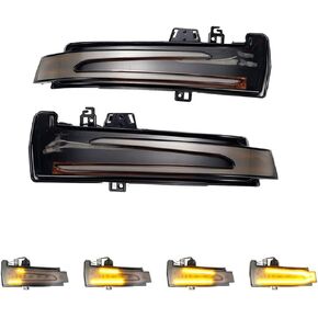 LED Dynamic Side Rear View Mirror Light Led Blinker Sequential Turn Signal Light Assembly Smoked Lens Compatible with Mercedes Benz W204 W176 W212 W246 CLA A B C E S GLA GLK CLS Class (Yellow)
