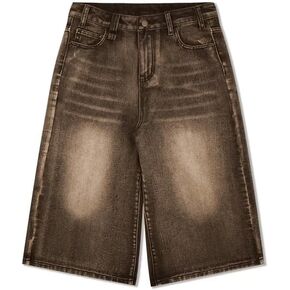 Mens Vintage Wash Jorts Straight Leg Casual Loose Unisex Steetwear Y2K Hip Hop Denim Shorts for Men and Women in Saudi Arabia
