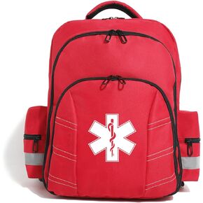 Red Emergency Medical Backpack Empty First Aid Bags First Responder Bag for Trauma Medication Safety Backpack Travel Paramedic Bag EMS EMT for Nurse(bag only)