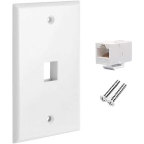 CAT.6 RJ45 Ethernet Wall Plate, OZXNO 1-Pack RJ45 Female to Female Keystone Jack Wallplate Removable Cat6 Inline Coupler Faceplate Compatible with Cat7/6/6e/5/5e Devices (1 Port)