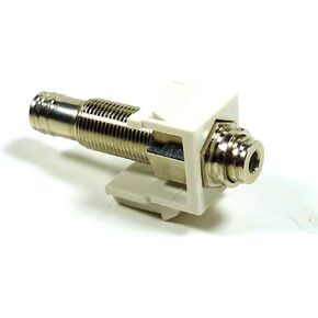 Philmore Snap-in 1/8" 3.5mm TRRS 4-Pole Conductor White Keystone Female Jack in-line Modular Coupler for Wall Plate; 45-778