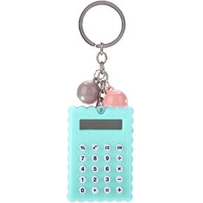 fosa Mini Portable Cute Cookies Style Key Chain Calculator for Kids Children Gift, Candy Color Pocket Standard Function Calculator for Girls Boys(Green)