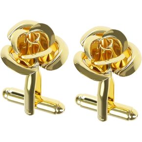 SING F LTD 1 Pair Rose Flower Cufflinks Gold Cuff Links Classic Shirt Cufflinks Delicate Men's Cufflinks for Men Father Groom Clothing Decoration Accessories