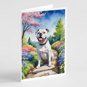 Caroline's Treasures Pug Spring Path Greeting Cards Pack of 8 Blank Cards with Envelopes Whimsical A7 Size 5x7 Blank Note Cards