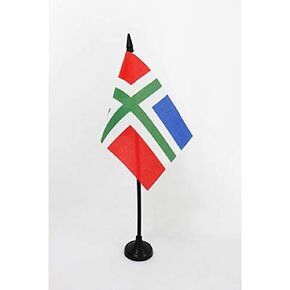 Province of Groningen Table Flag 4'' x 6'' - Groningen Desk Flag 15 x 10 cm - Black plastic stick and base- AZ FLAG