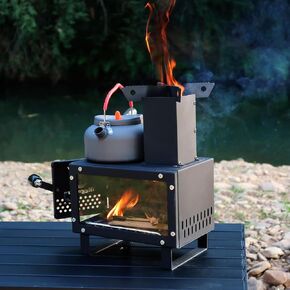 موقد صاروخ صغير مع حقيبة حمل - موقد تخييم محمول لحرق الخشب للطهي في الهواء الطلق، والتخييم، والنزهة، والشواء، والصيد، وصيد الأسماك - حجم صغير وخفيف الوزن - يمكن استخدامه على الطاولة in Kuwait