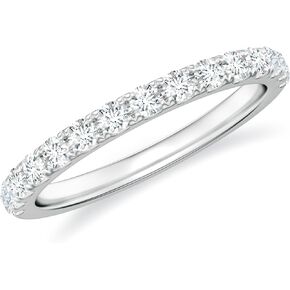 Natural Moissanite Semi Eternity Band for Women Girls in Sterling Silver / 14K Solid Gold/Platinum