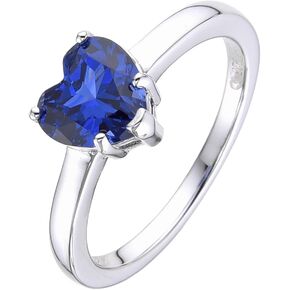 Solitaire Heart Ring in Yellow Sapphire, Blue Sapphire, Moissanite, Garnet, Pink Amethyst, Blue Topaz, Alexandrite Heart Ring for Women Mothers Day Gift for Her